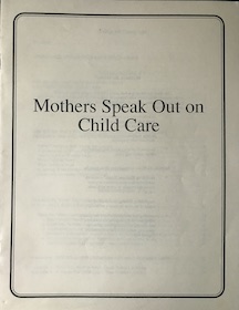 Cover of policy paper: Mothers Speak Out on Child Care